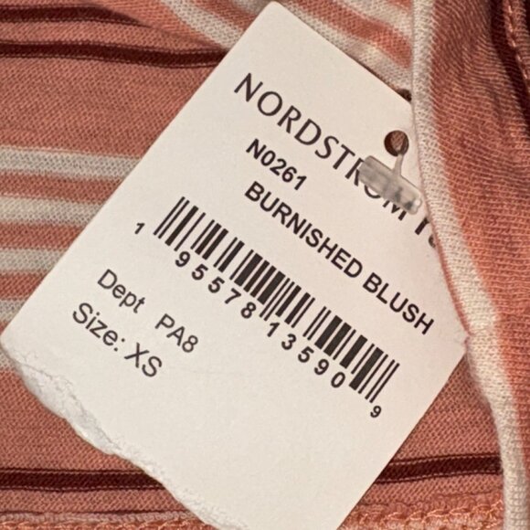 NWT New Madewell Striped V-Neck 100% Cotton Pink T-Shirt Top XS - Picture 7 of 9